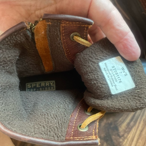 Sperry Womens Brown Leather & Rubber STS91176 Waterproof Duck Boots 7M - Picture 9 of 13